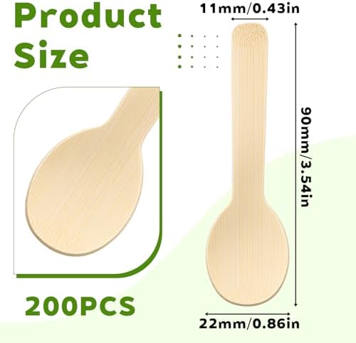 200 Pcs 3.54 Inch Mini Bamboo Spoons, Bamboo Utensils Disposable, Disposable Compostable Spoons, Bamboos Soup Spoon, Renewable, Natural - Image 2