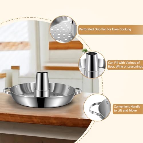 Beer Can Chicken Holder, 12" Large Stainless Steel Chicken Rack for Grill - Image 5