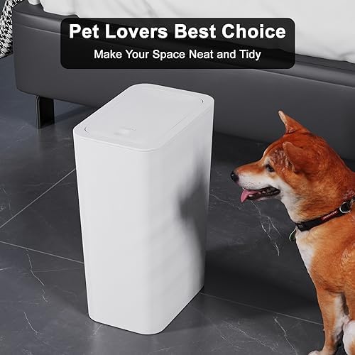 N. NETDOT 3 Pack 3 Gallon Small Trash Can with Lid, Bathroom Garbage Can with Pop-Up Lid, Waste Basket for Bathroom, Kitchen, Bedroom, Powder Room, Craft Room, Office, College (Off White) - Image 5