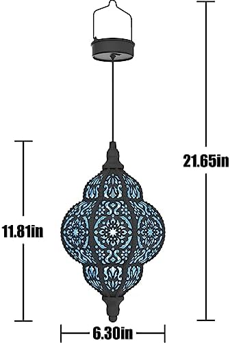 Hapjoy Hanging Solar Lights Outdoor Garden Decor Solar Lantern Waterproof Plastic Moroccan Outdoor Decorations for Patio Pathway Yard Backyard Garden Decorative (2, Black) - Image 6