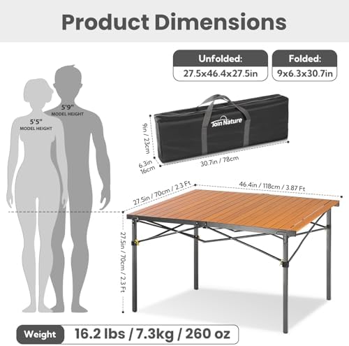 Join Nature 46.4" Large Camping Table for 2-6 People, Heavy Duty Foldable - Image 2
