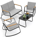 Ahomly 4-Piece Outdoor Patio Furniture Set, Textile Conversation Set, Gray by Ahomly