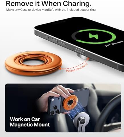 TORRAS 2025 Flagship 360 Magnetic Phone Grip Ring Holder Kickstand, Orange - Image 7