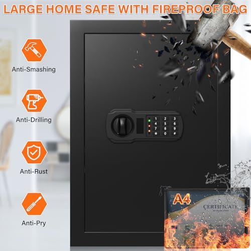 21.65"H Safe Box for Home | 3.8 cu ft Anti-Theft Safe with A4 Fireproof Bag - Image 5