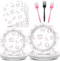 96Pcs Pink Bow Baseball Paper Plates and Napkins Pink Bow Baseball Party Supplies Sports Theme Disposable Tableware Dinnerware Set for 24 Guests Team Game Day Sport Birthday Baby Shower Decorations by Oitnlaughter