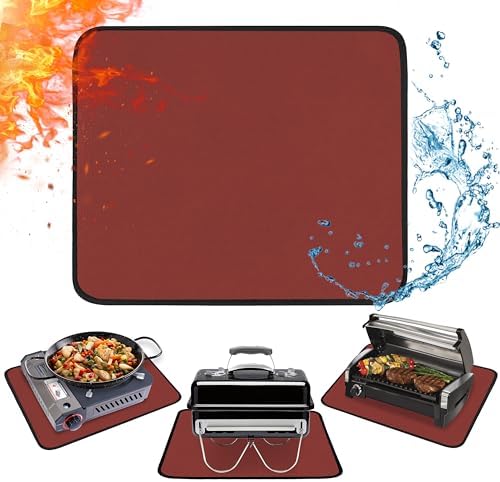 Heat Resistant Mats for Countertop fits Tabletop Grill, 18x15x0.04in, Red by Amerbro