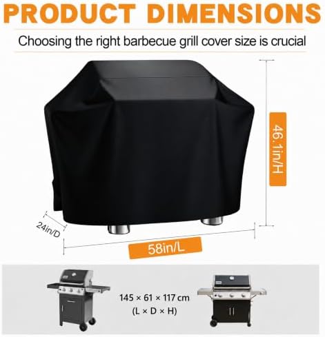 58 Inch Grill Cover for Outdoor Grill, Waterproof BBQ Cover - Image 2