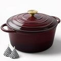 Miereirl 6 Quart Enameled Dutch Oven Pot with Lid, Cast Iron Dutch Oven with Dual Handles for Bread Baking, Cooking, Non-stick Enamel Coated Cookware, Fig by Miereirl