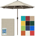 EliteShade USA 10-Year-Non-Fading 10ft Market Patio Umbrella, Commercial Grade Table Sun Umbrella with 80 Solar LED Lights, Crank Open, Windproof & UPF 50+ UV Protection for Garden, Deck, Pool, Backyard, Antique Beige by EliteShade