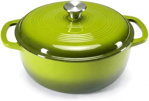 NEWBULIG Enamel Cast Iron Dutch Oven, 6 Quart Pot with Lid, Green by NEWBULIG