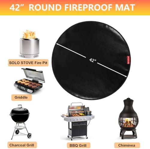 SheeChung Fire Pit Mat Round 42'' for Solo Stove Bonfire,Oilproof Grill Mat - Image 5