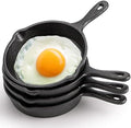 Hiceeden 4 Pack Mini Cast Iron Skillet, 4" Small Frying Pans with Double Drip-Spouts for Stove, Oven, Grill Safe, Indoor and Outdoor Use, Non-stick by Hiceeden