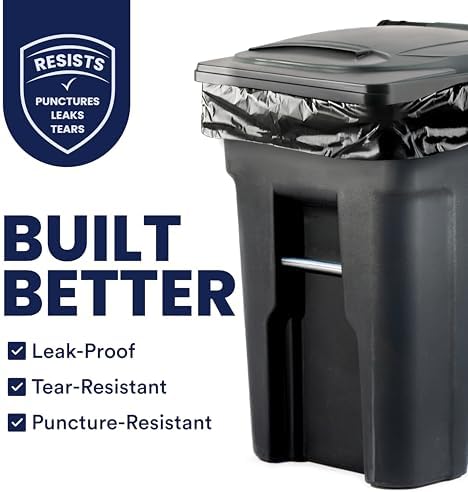 Plasticplace 95-96 Gallon Heavy Duty Black Trash Bags - Contractor Grade, Extra Large Garbage Bags for Construction & Outdoor Trash Cans, 1.2 Mil Thick, 61” x 68” (15 Count Roll) - Image 2