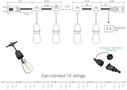 Banord Outdoor String Lights 96FT(2x48FT), Commercial Grade Patio Lighting - Image 4