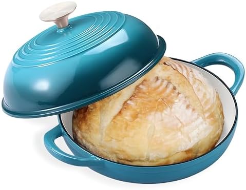 6 QT Enameled Cast Iron Round Bread Oven, Sourdough Dutch Oven by NSIRONS