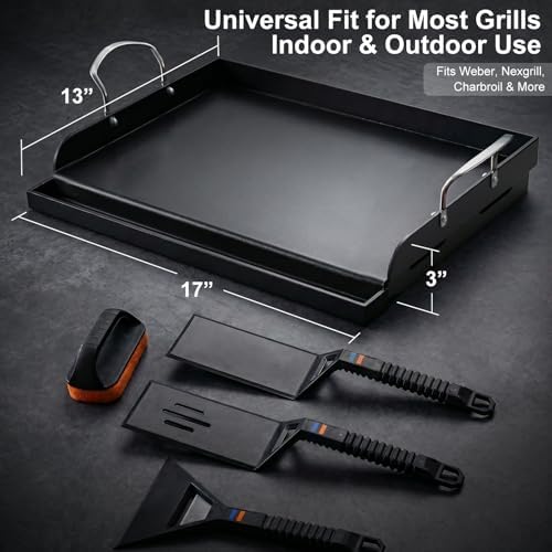 Cast Iron Griddle for Gas Grill with 5-Piece Griddle Tool Kit, 17" x 13" - Image 7