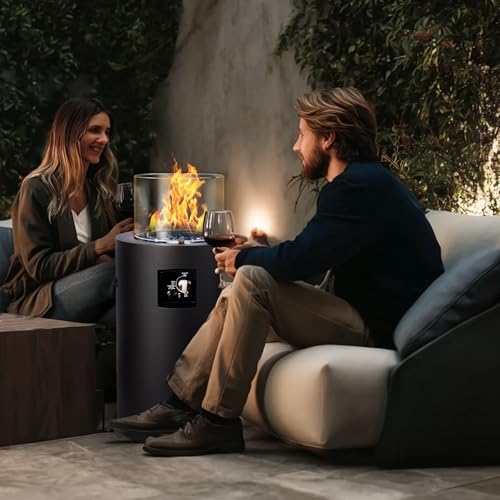 Small Propane Fire Pit Outside, 17 inch Gas Fire Pit Round Fire Column - Image 6