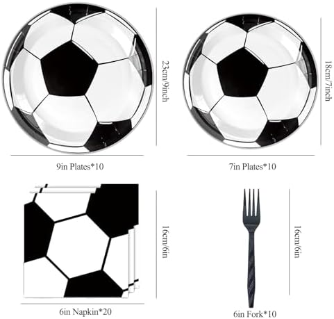 50-Piece Soccer-Themed Birthday Party Set: Plates, Napkins, Paper Plates - Image 2