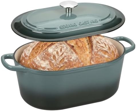 EDGING CASTING Enameled Cast Iron Oval Dutch Oven, 6QT, Slateblue by EDGINGCOOKWARE