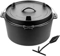 EDGING CASTING Pre-Seasoned Cast Iron Camping Dutch Ovens, Outdoor Camping Dutch Oven Pot with Lid Tripod, 8 Quart by EDGINGCOOKWARE
