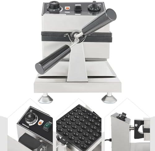 Commercial Bubble Waffle Maker, 1200W Electric Waffle Machine, Stainless Steel Egg Puff Waffle Iron Baker with Non-Stick Coating, 180° Rotating, 122-572℉ Temperature Adjustable, 42 Egg Cones - Image 6