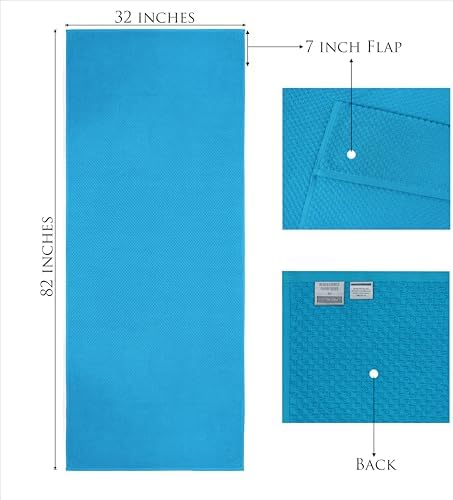 COTTON CRAFT Pool Lounge Chair Cover - 2 Pack Euro Spa Waffle Weave - Aqua - Image 6