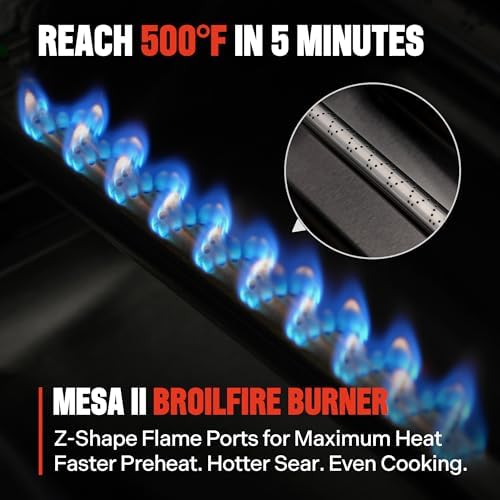 Monument Grills 4+1 Burner Stainless Steel 525 Sq.in Propane Gas Grill, 49,000 BTU, 500°F in 5 Mins, Outdoor Mesa 2 Grill with Broil Zone, 1 Side Burner, 1 Foldable Side Shelf, with Cooking Plate - Image 4
