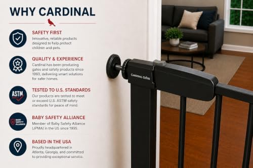 Cardinal Gates PG26.5 Baby & Pet Pressure Gate, Black, 51.50-57.00 in - Image 3