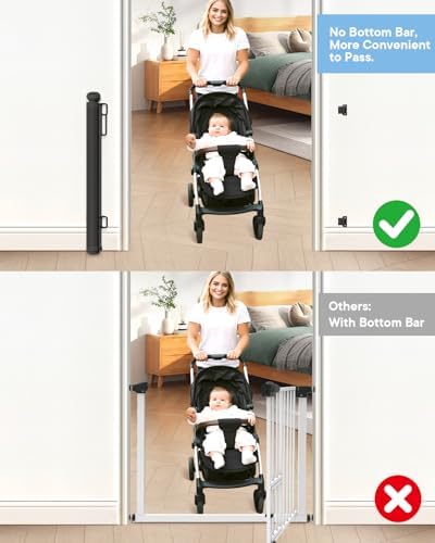 Retractable Baby Gates, 34" Tall Fits Up to 55" Wide, Black - Image 6