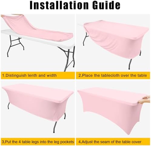 Smiry 2 Pack Spandex Table Cloth 4FT, Elastic Fitted Pink Tablecloth - Image 6