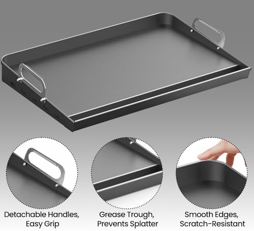 23x16 Inch Nonstick Universal Grill Griddle for Gas Grill, Built-in Grease Channel & Reinforced Even-Heat Base, Easy Clean, BBQ Griddle Plate for Outdoor BBQ, Camping, Indoor Stovetop Cooking - Image 5