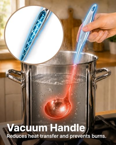 Zulay Kitchen Stainless Steel Soup Ladle - 13” Large Ladle for Soups, Stews & Sauces - Durable, Heat-Resistant, Rust-Proof & Dishwasher Safe Kitchen Utensil with Ergonomic Handle - Image 4