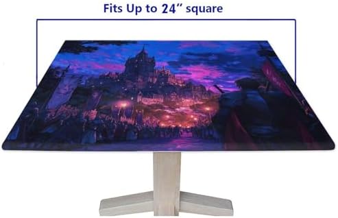 Card Table Tablecloths, Medieval Fantasy Pattern Printed on Oilproof Farmhouse Kitchen Table Cover, Use for Kitchen Balcony Cafe Dining, Fit for 24" x 24" Square Tables - Image 5