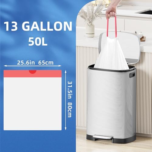 KdbK 13.2 Gallon Tall Kitchen Drawstring Trash Bags, 200 Count Pre-separated Garbage Bags, Unscented, Leak Proof, Waste Bag for Kitchen, Office, Home - Image 3