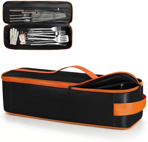 Grill Tool Storage Bag for Outdoor Barbecue, 20 in, Black, Flip-Top by Unknown