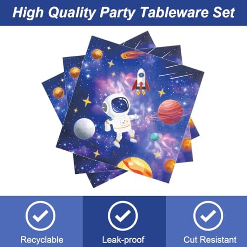 40Pcs Outer Space Birthday Party Decorations Space Paper Plates and Napkins - Space Themed Birthday Party Supplies or Baby Shower Set for 20 Guests - Image 4