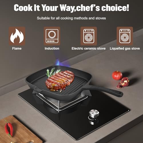Pre-Seasoned Cast Iron skillets,2 Piece Durable Pots and Pans Set with Handle Covers for Grill, BBQ, Camping Fire, Stovetop, Kitchen and Camping Cookware - Image 4