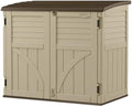 Suncast Horizontal Shed, Compact Outdoor Storage System, 34 Cu. Ft. Capacity, Sand & Slate - Lockable Multi-Wall Resin Organizer for Garbage Cans, Garden Tools, Bins, Bikes and Yard Equipment by Unknown