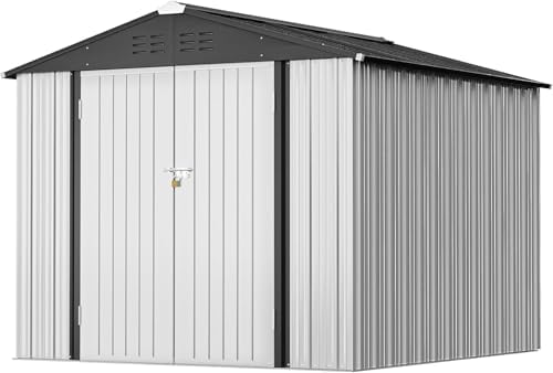 Greesum 8x6FT Outdoor Storage Shed Utility Tool Shed, White by BuynowfromGreesum