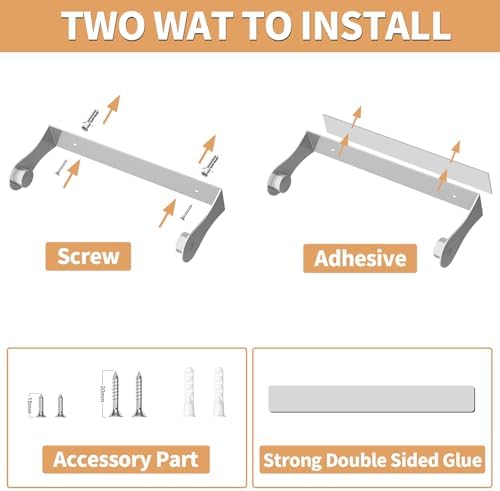 Paper Towel Holder Under Cabinet, Wall Mount, Adhesive or Drilling, Silver - Image 5
