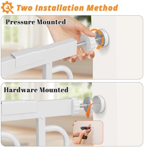 Extra Wide Baby Gate with Door 53.4-62 Inch Pressure Mounted, Auto Close Child Baby Gates for Doorways No Drill, Walk Through Dog Gate Indoor for The House, White - Image 4