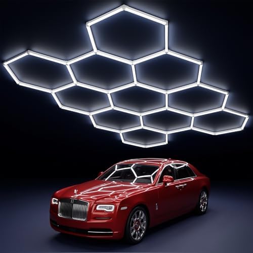 MODERN 11 Hexagon LED Garage Light, Ultra-Bright 6500K Natural White, 11 Grids for Garage, Mall, Shop, and Auto Detailing. by MODERN