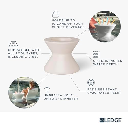 Ledge Lounger Pool Side Table, Ice Bin in Pool Table with Lid - Image 4