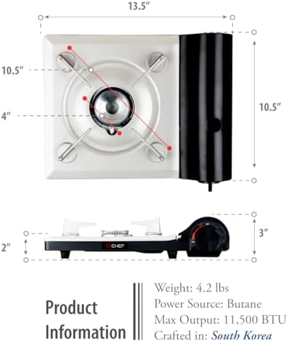 TECHEF - AGNI Portable Butane Gas Stove Burner, Made in Korea (Stove + 4 Butane) - Image 5