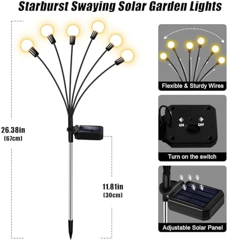 Solar Garden Lights Outdoor Waterproof, Swaying Firefly Light, Garden Decor - Image 5