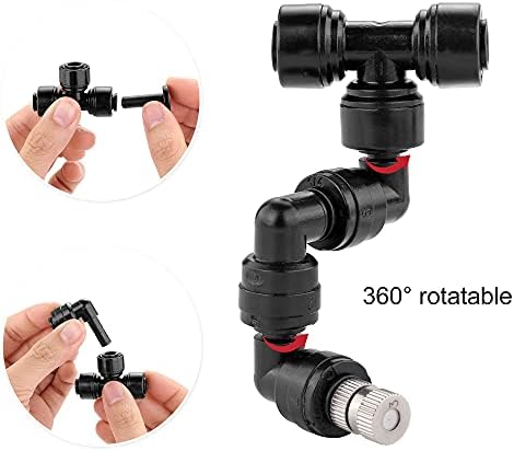 CozyCabin 360° Adjustable Mist Cooling System Nozzles Water Sprayers Connectors, Stainless Steel Misting Nozzles for Pets Reptiles Ecological Garden Patio Greenhouse, 5 Packs - Image 2