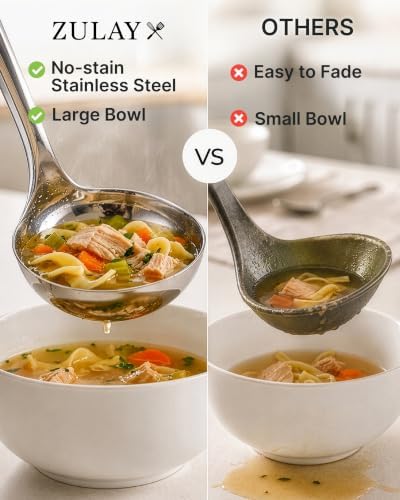 Zulay Kitchen Premium Soup Ladle - 12" Stainless Steel with Non-Slip Silicone Handle - Image 3