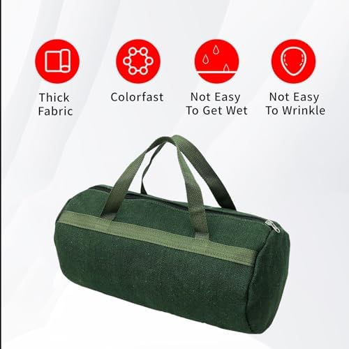Grill Accessory Storage Bag, 24"" Extra Thick Canvas Grill Utensil Storage Bag, Double Zipper Grill Tool Storage Bag, BBQ Tool Storage Bag Carry Bag for Camping Hiking Barbecue, Dark Green - Image 6