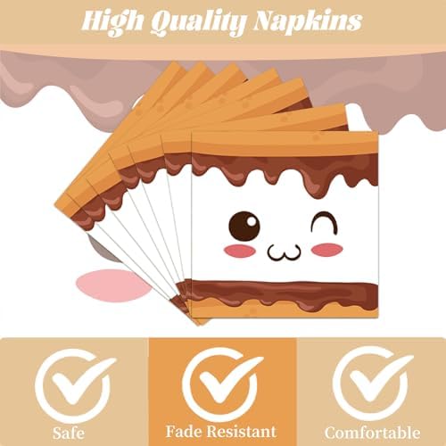 Gameza S'mores Camping Birthday Party Decorations, 96PCS Smore Fun to Be One Disposable Paper Plates and Napkin Tableware Bday Decorations, Camper Bonfire Theme 1st Decor Supplies Serves 24 - Image 3