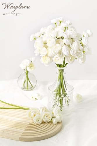 Fake Flowers Faux Flower Artificial Ranunculus Flowers White Peonies - Image 4